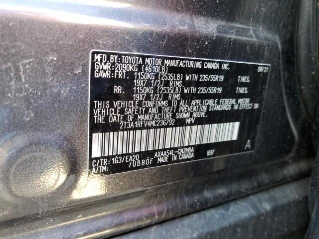 2T3A1RFV4MC236792 - 2021 TOYOTA RAV4 XLE PREMIUM CHARCOAL photo 13