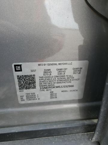 1GNERGKW0JJ152966 - 2018 CHEVROLET TRAVERSE LT 银色 照片 13