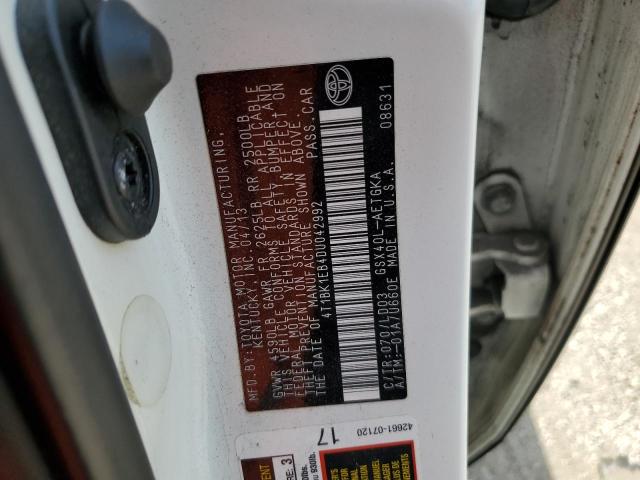 4T1BK1EB4DU042992 - 2013 TOYOTA AVALON BASE 白色 照片 12