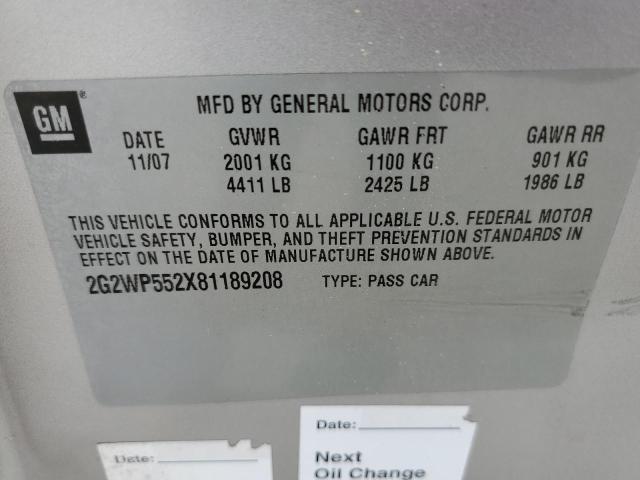 2G2WP552X81189208 - 2008 PONTIAC GRAND PRIX 银色 照片 13