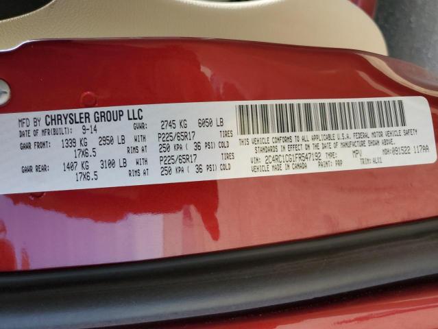 2C4RC1CG1FR547192 - 2015 CHRYSLER TOWN & COU TOURING L RED photo 14