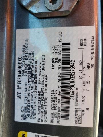 3FA6P0UUXER275942 - 2014 FORD FUSION S HYBRID GRAY photo 12