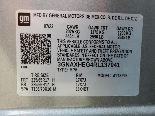 3GNAXHEG4RL137941 - 2024 CHEVROLET EQUINOX LS SILVER photo 14