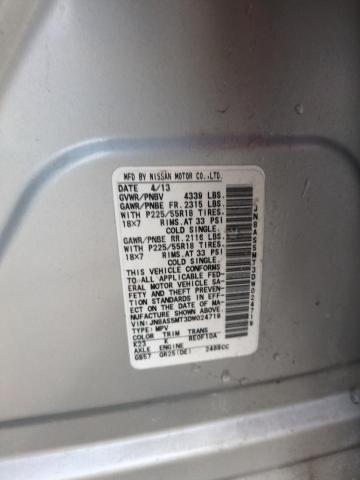 JN8AS5MT3DW024719 - 2013 NISSAN ROGUE S SILVER photo 13