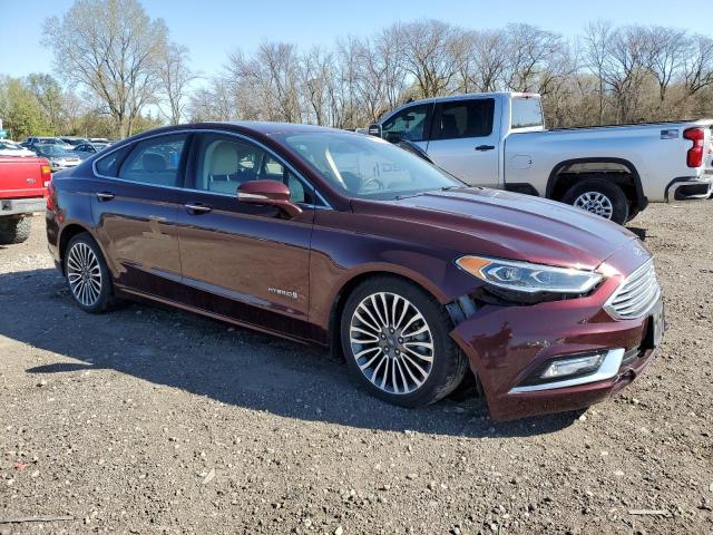 3FA6P0RU8HR195035 - 2017 FORD FUSION TITANIUM HEV BURGUNDY photo 4