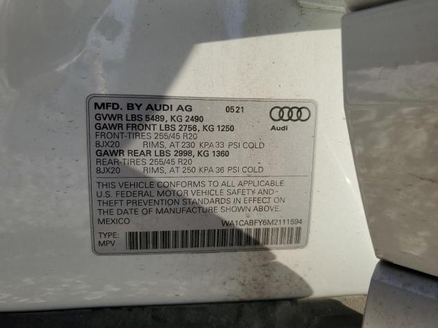 WA1CABFY6M2111594 - 2021 AUDI Q5 PRESTIGE Ağ foto 12
