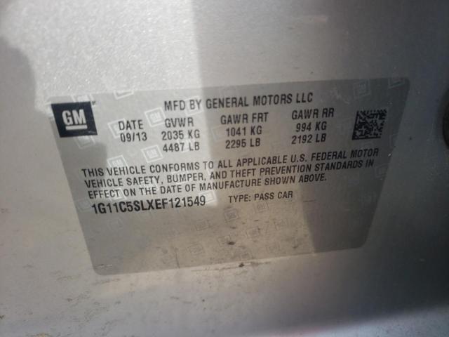 1G11C5SLXEF121549 - 2014 CHEVROLET MALIBU 1LT SILVER photo 10