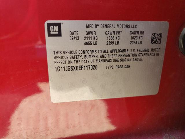 1G11J5SX0EF117020 - 2014 CHEVROLET MALIBU LTZ 红色 照片 12