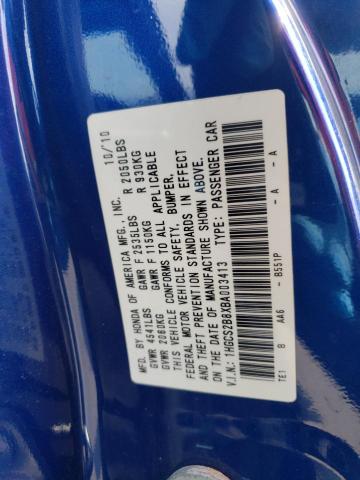 1HGCS2B8XBA003413 - 2011 HONDA ACCORD EXL BLUE photo 13