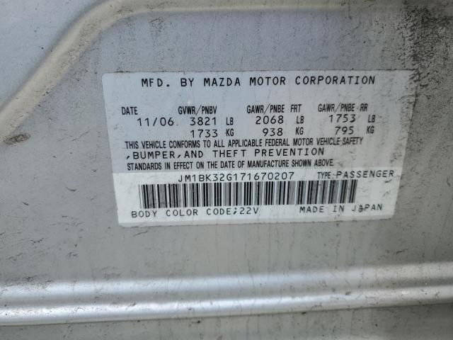 JM1BK32G171670207 - 2007 MAZDA 3 I SILVER photo 12