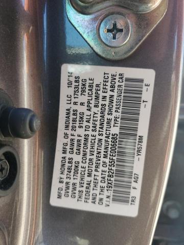 19XFB2F55FE006685 - 2015 HONDA CIVIC LX GRAY photo 12