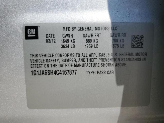 1G1JA6SH4C4167877 - 2012 CHEVROLET SONIC LS SILVER photo 12