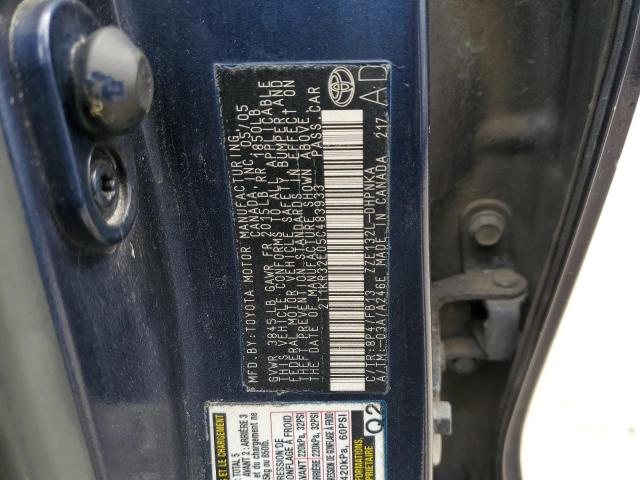 2T1KR32E05C483933 - 2005 TOYOTA COROLLA MA XR BLUE photo 12