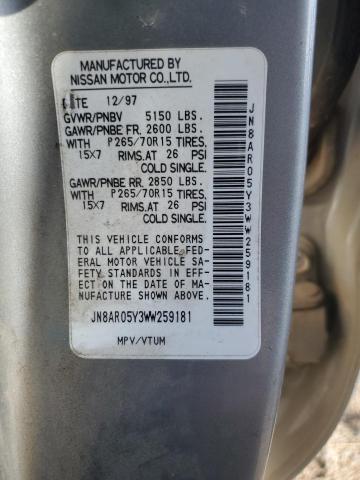 JN8AR05Y3WW259181 - 1998 NISSAN PATHFINDER LE SILVER photo 13