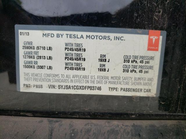 5YJSA1CGXDFP03746 - 2013 TESLA MODEL S Чорний фото 13