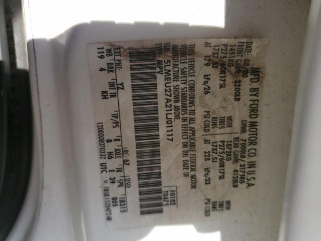 5LMEU27A21LJ01117 - 2001 LINCOLN NAVIGATOR თეთრი ფოტო 13