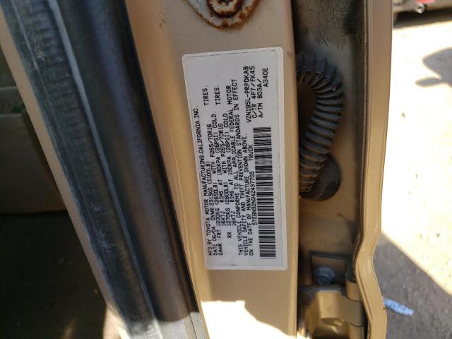 5TEGN92N34Z437705 - 2004 TOYOTA TACOMA DOUBLE CAB PRERUNNER GOLD photo 12