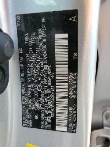 5TDYK3EH0AS001483 - 2010 TOYOTA HIGHLANDER LIMITED SILVER photo 14