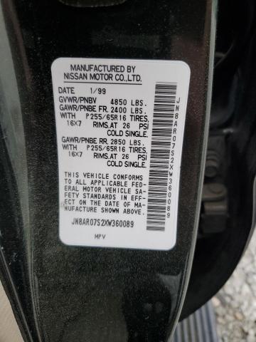 JN8AR07S2XW360089 - 1999 NISSAN PATHFINDER LE მწვანე ფოტო 14