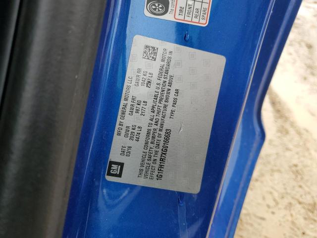 1G1FH1R7XG0166683 - 2016 CHEVROLET CAMARO SS BLUE photo 12