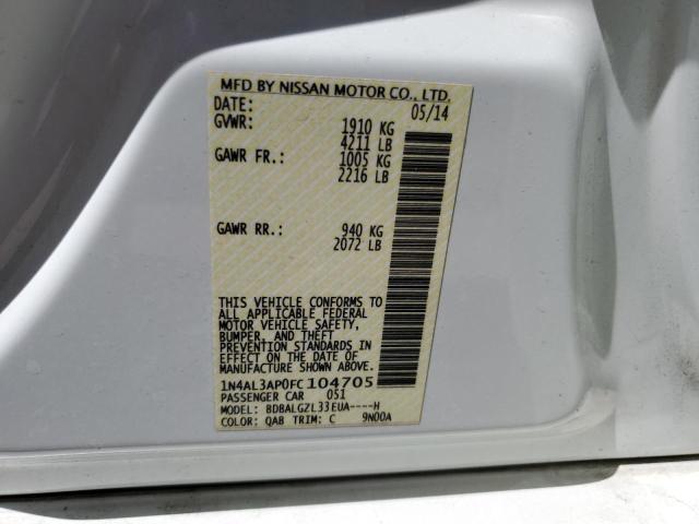 1N4AL3AP0FC104705 - 2015 NISSAN ALTIMA 2.5 WHITE photo 12