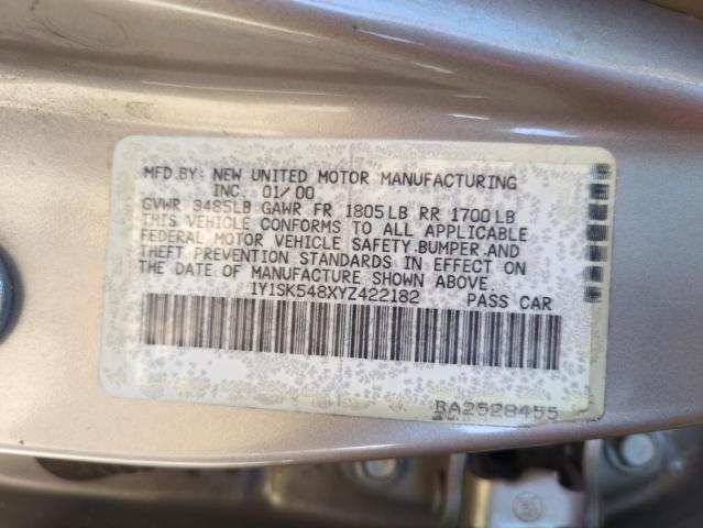 1Y1SK548XYZ422182 - 2000 CHEVROLET GEO PRIZM BASE SILVER photo 12