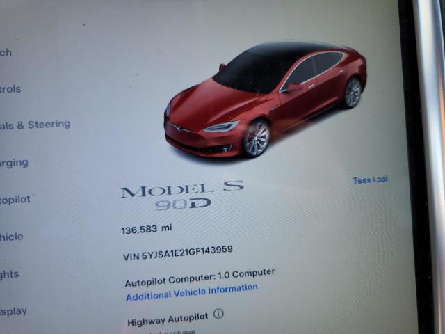 5YJSA1E21GF143959 - 2016 TESLA MODEL S წითელი ფოტო 9