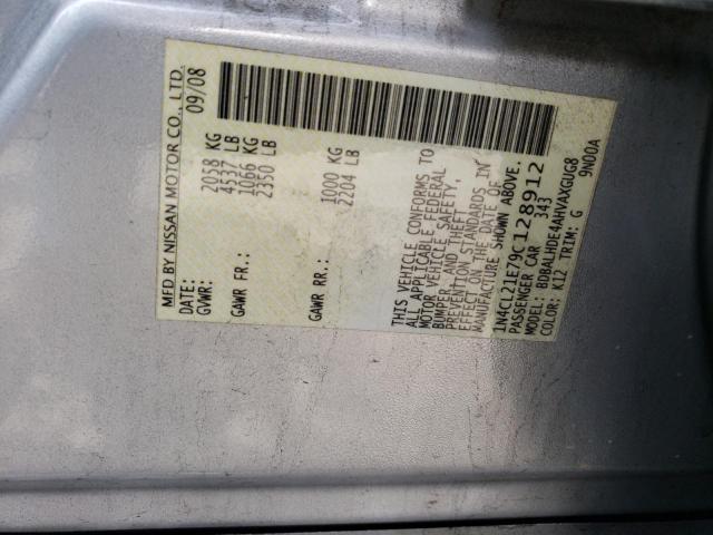 1N4CL21E79C128912 - 2009 NISSAN ALTIMA HYBRID SILVER photo 12