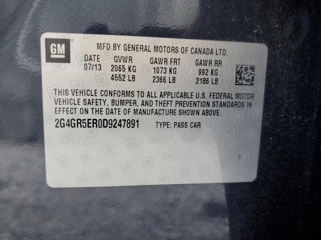 2G4GR5ER0D9247891 - 2013 BUICK REGAL 黑色 照片 12