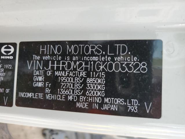 JHHRDM2H1GK003328 - 2016 HINO 195 WHITE photo 12