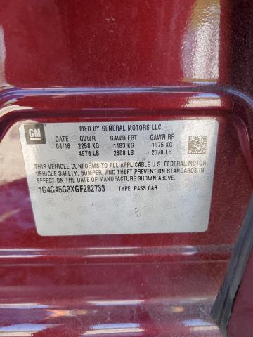 1G4G45G3XGF282733 - 2016 BUICK LACROSSE SPORT TOURING BURGUNDY photo 13