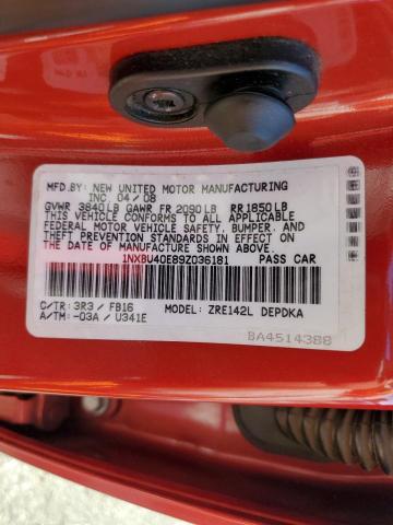 1NXBU40E89Z036181 - 2009 TOYOTA COROLLA LE BASE RED photo 12