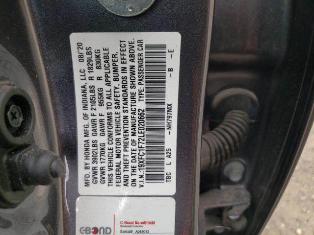 19XFC1F72LE020662 - 2020 HONDA CIVIC EXL Boz foto 12