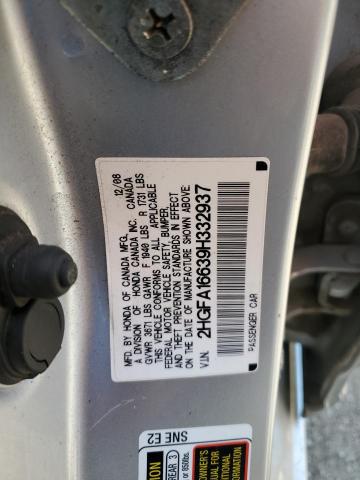 2HGFA16639H332937 - 2009 HONDA CIVIC LX-S SILVER photo 13
