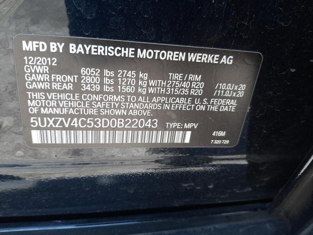 5UXZV4C53D0B22043 - 2013 BMW X5 XDRIVE35I BLACK photo 12