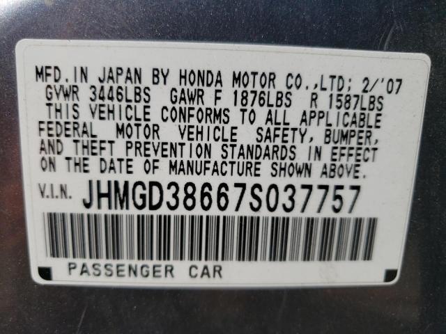 JHMGD38667S037757 - 2007 HONDA FIT S 灰色 照片 13