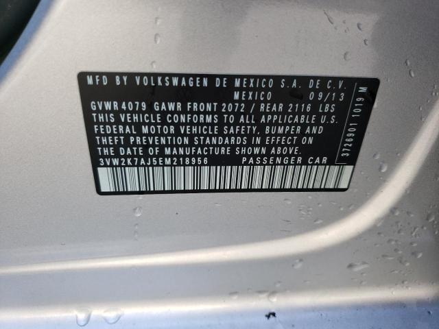 3VW2K7AJ5EM218956 - 2014 VOLKSWAGEN JETTA BASE 银色 照片 12