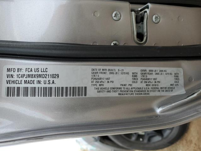 1C4PJMBX9MD211029 - 2021 JEEP CHEROKEE TRAILHAWK SILVER photo 13