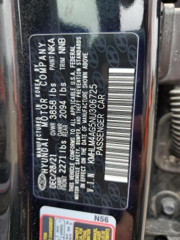 KMHLM4AG5NU306725 - 2022 HYUNDAI ELANTRA SEL BLACK photo 12