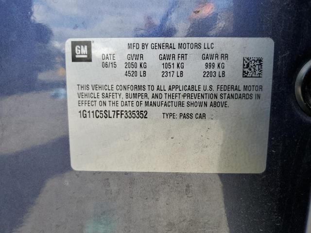 1G11C5SL7FF335352 - 2015 CHEVROLET MALIBU 1LT BLUE photo 12