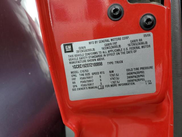 1GCEC19Z07Z100898 - 2007 CHEVROLET SILVERADO C1500 CLASSIC RED photo 12