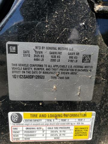 1G11C5SA8DF128920 - 2013 CHEVROLET MALIBU 1LT Qara foto 12