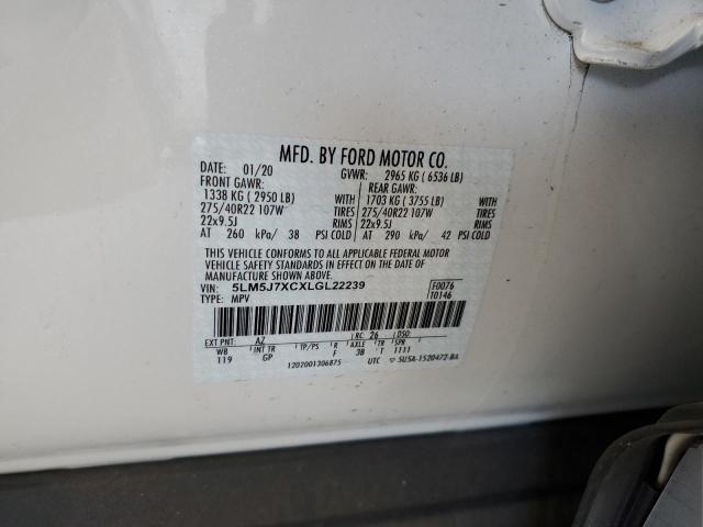 5LM5J7XCXLGL22239 - 2020 LINCOLN AVIATOR RESERVE WHITE photo 14