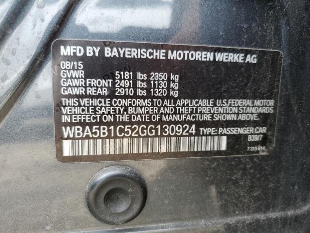 WBA5B1C52GG130924 - 2016 BMW 535 I GRAY photo 12