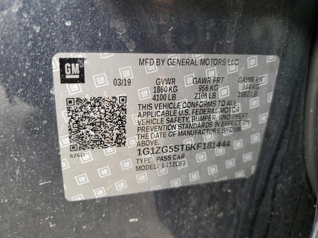 1G1ZG5ST6KF181444 - 2019 CHEVROLET MALIBU RS GRAY photo 12