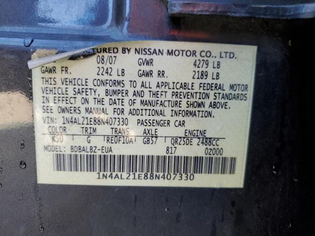 1N4AL21E88N407330 - 2008 NISSAN ALTIMA 2.5 CHARCOAL photo 12