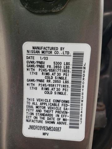 JN8DR09Y83W824687 - 2003 NISSAN PATHFINDER LE 灰色 照片 13