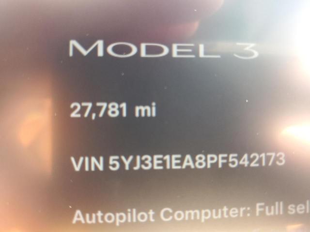 5YJ3E1EA8PF542173 - 2023 TESLA MODEL 3 WHITE photo 9