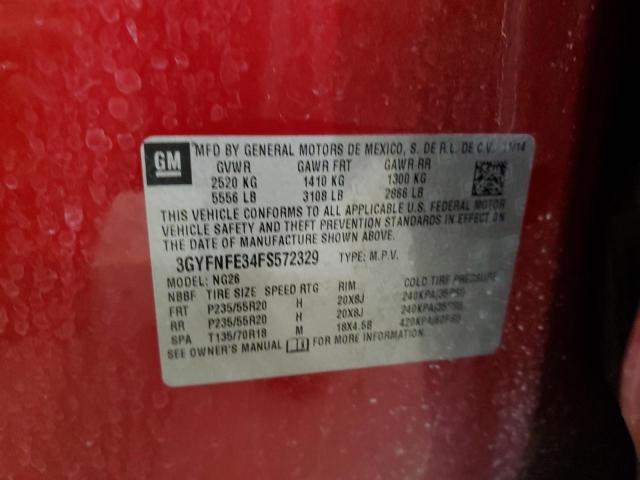 3GYFNFE34FS572329 - 2015 CADILLAC SRX PERFORMANCE COLLECTION RED photo 14