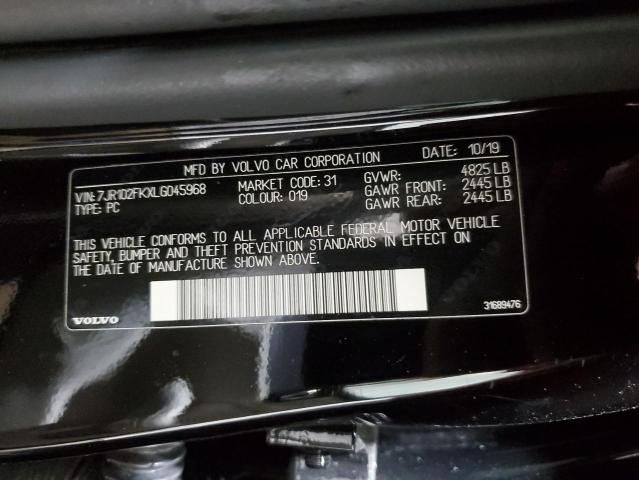 7JR102FKXLG045968 - 2020 VOLVO S60 T5 MOMENTUM BLACK photo 12